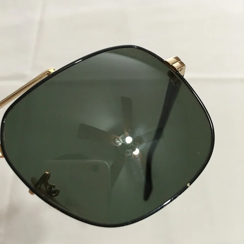 Ray-Ban Sunglasses Mens Large Black Gold Square Double Bridge Aviator